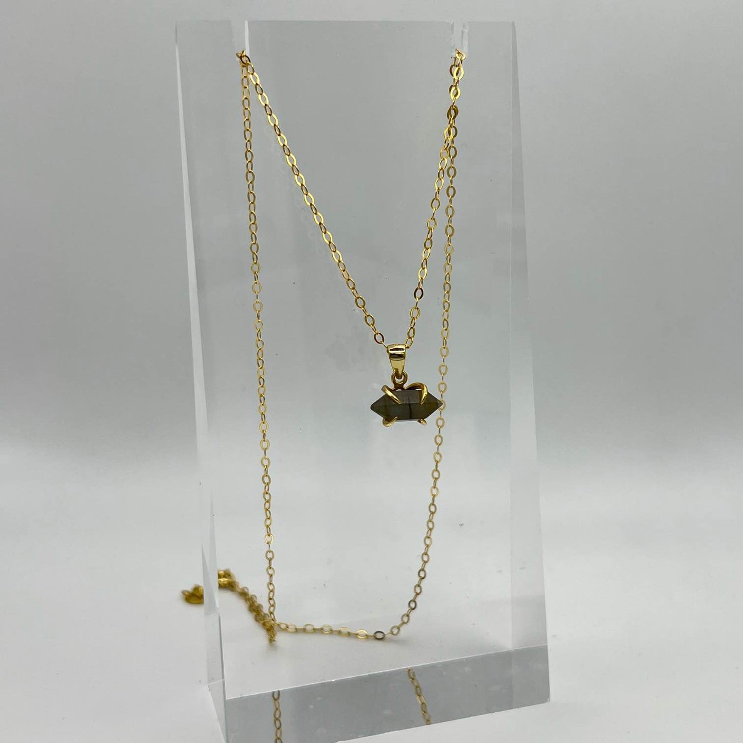 Ожерелье из лабрадорита - бипирамида