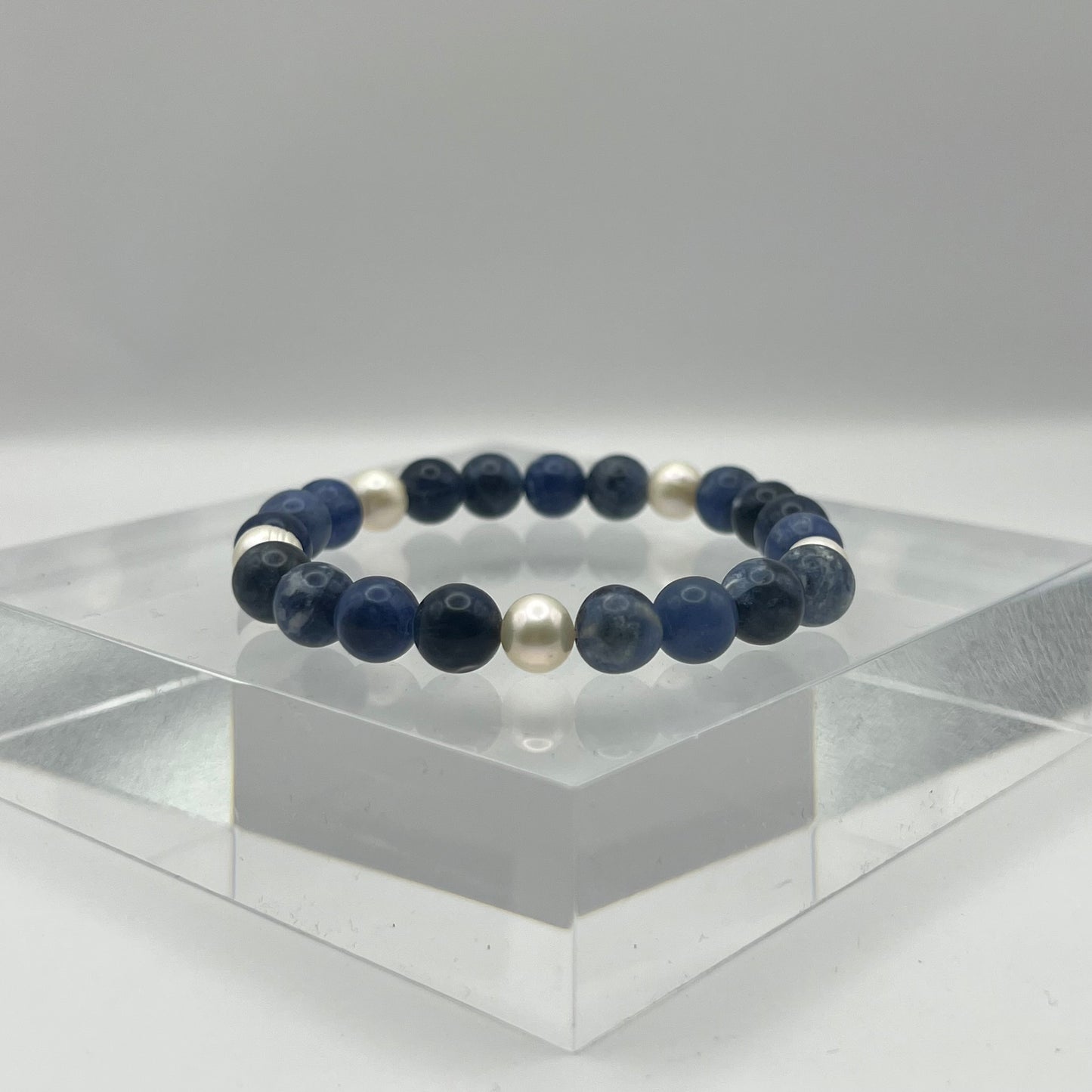 Sodalith & Süßwasser-Perlen 6mm